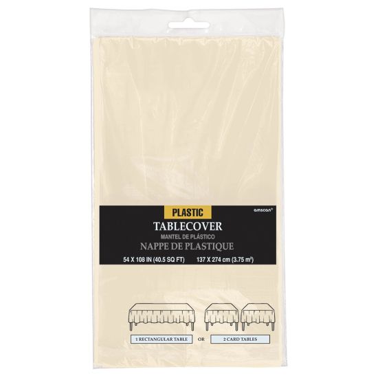 Picture of Amscan Plastic Table Covers, 54in x 108in, Vanilla Creme, Pack Of 9 Table Covers