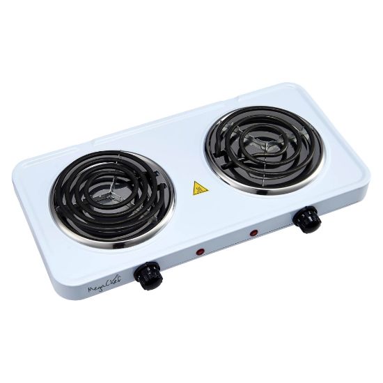 Picture of MegaChef Dual Coil Burner Electric Buffet Cooktop Range, 2inH x 17inW x 9inD, White