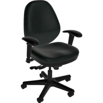 Picture of Sitmatic GoodFit Multifunction Mid-Back Chair With Adjustable Arms, Black Polyurethane/Black