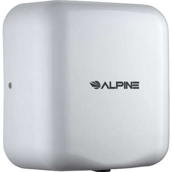 Picture of Alpine Industries Hemlock 220-Volt Commercial Automatic High-Speed Electric Hand Dryer With Wall Guard, White