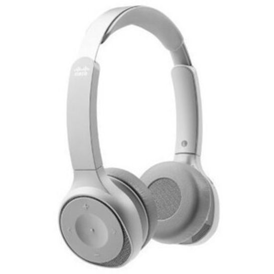 Picture of Cisco Headset 730 - Stereo - Mini-phone (3.5mm), USB - Wired/Wireless - Bluetooth - 213.3 ft - 32 Ohm - 20 Hz - 20 kHz - Over-the-head - Binaural - Circumaural - Noise Canceling - Platinum