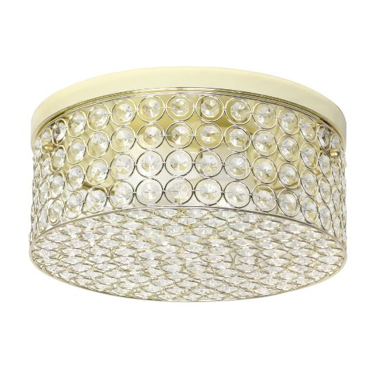 Picture of Elegant Designs Elipse Crystal 2-Light Round Flush-Mount Ceiling Fixture, 12inW, Gold