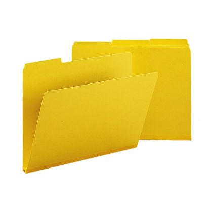 Picture of Smead 1/3-Cut Color Pressboard Tab Folders, Letter Size, 50% Recycled, Yellow, Box Of 25