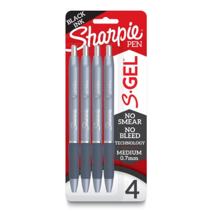 Picture of Sharpie S-Gel Fashion Barrel Gel Pens, Medium Point, 0.7 mm, Blue Barrel, Black Ink, Pack Of 4 Pens