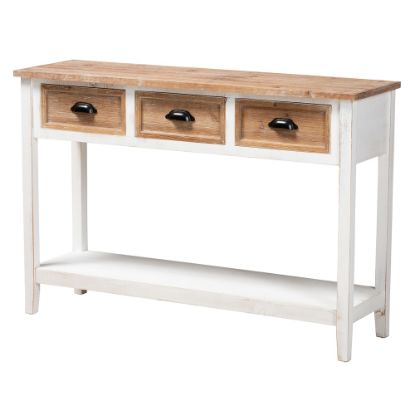 Picture of Baxton Studio Traditional Farmhouse And Rustic 2-Tone 3-Drawer Console Table, 31-15/16inH x 47-1/4inW x 13-13/16inD, White/Oak Brown