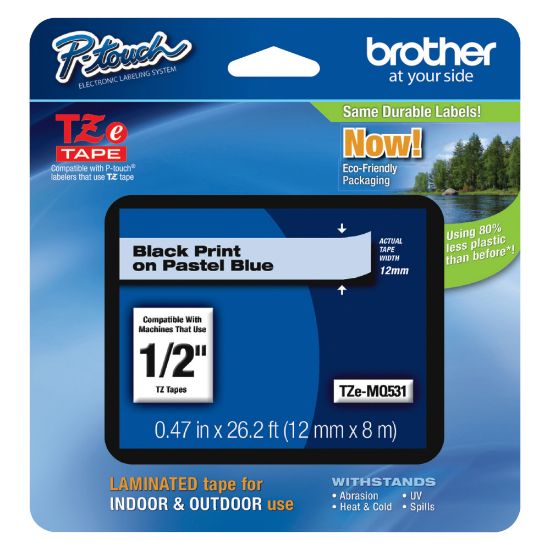 Picture of Brother PTouch Laminated TZe Tape, 0.47in x 26.2ft, Blue