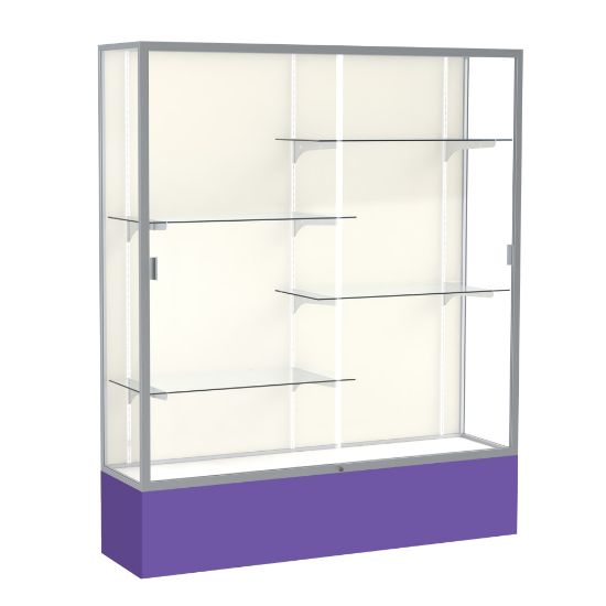 Picture of Waddell Spirit 4-Shelf Floor Display Case, 72inH x 60inW x 16inD, Purple Base/Satin Finish