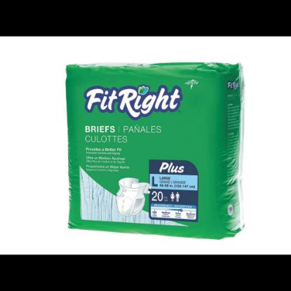 Picture of FitRight Plus Disposable Briefs, Large, 48 - 58in, Blue, 20 Briefs Per Bag, Case Of 4 Bags