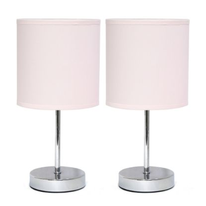 Picture of Simple Designs Mini Basic Table Lamp Set, 11inH, Blush Pink Shade/Chrome Base, 2pk