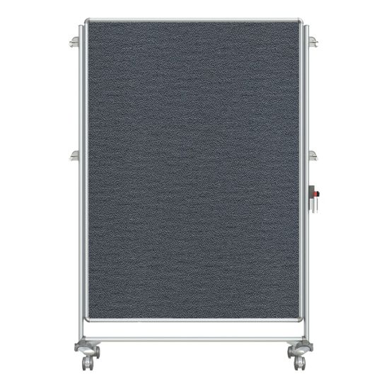 Picture of Ghent Nexus Partition Double-Sided Mobile Magentic Fabric/Non-Magnetic Dry-Erase/Bulletin Board, 46 1/x 4in65in, Silver Aluminum Frame