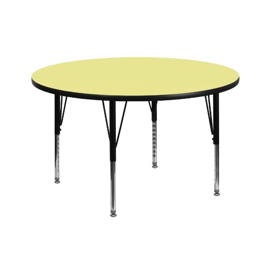 Picture of Flash Furniture 42in Round Thermal Laminate Activity Table With Short Height-Adjustable Legs, Yellow