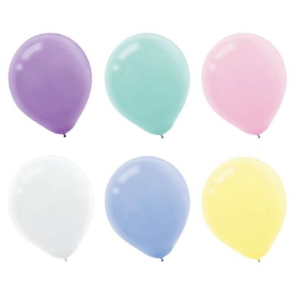 Picture of Amscan Latex Pastel Balloons, 12in, Assorted Colors, Pack Of 15 Balloons, Set Of 4 Packs