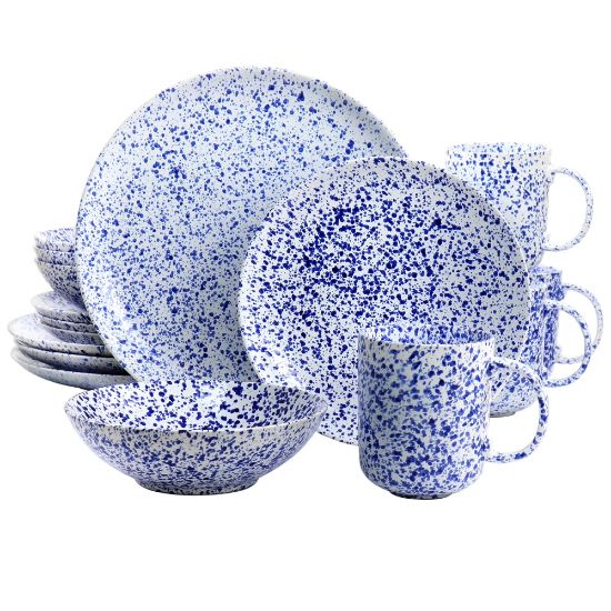 Picture of Martha Stewart 16-Piece Stoneware Dinnerware Set, Speckled Blue