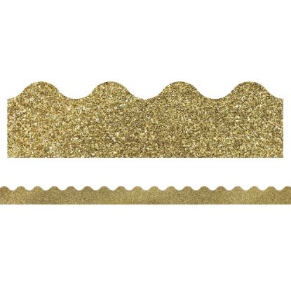 Picture of Carson-Dellosa Sparkle And Shine Scalloped Borders, 2 1/4in x 36in, Gold Glitter, Preschool - Grade 8, Pack Of 13 Borders