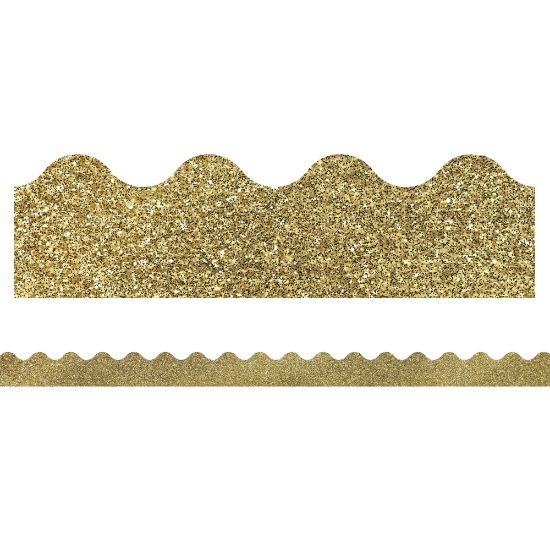 Picture of Carson-Dellosa Sparkle And Shine Scalloped Borders, 2 1/4in x 36in, Gold Glitter, Preschool - Grade 8, Pack Of 13 Borders