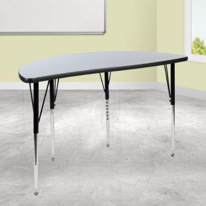 Picture of Flash Furniture 47-1/2in Half Circle Wave Flexible Collaborative Thermal Laminate Activity Table, Gray