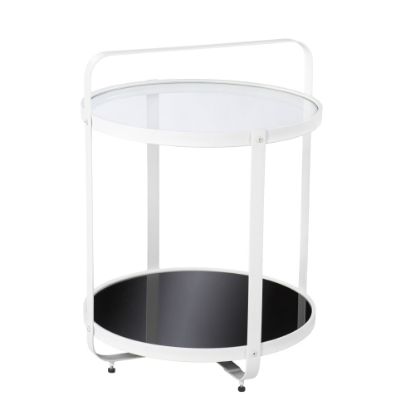 Picture of SEI Furniture Vimmerly Glass-Top End Table, 27inH x 20inW x 20inD, White/Black