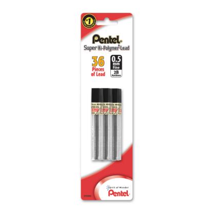 Picture of Pentel Super Hi-Polymer Leads, 0.5 mm, 2B, 12 Leads Per Tube, Pack Of 3 Tubes