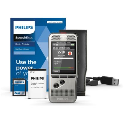 Picture of Philips Pocket Memo Voice Recorder (DPM6000) - microSD, microSDHC Supported - 2.4in LCD - DSS, MP3, WAV - Headphone - Portable