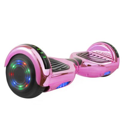 Picture of AOB Hoverboard With Bluetooth Speakers, 7inH x 27inW x 7-5/16inD, Pink/Chrome