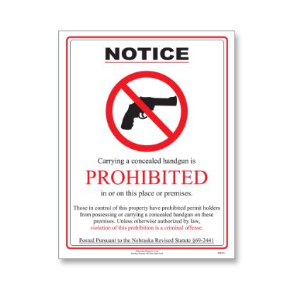 Picture of ComplyRight State Weapons Law 1-Year Poster Service, English, Nebraska, 8 1/2in x 11in