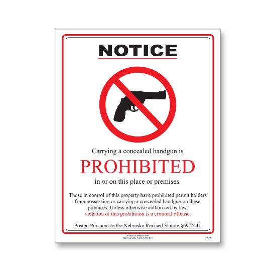 Picture of ComplyRight State Weapons Law 1-Year Poster Service, English, Nebraska, 8 1/2in x 11in