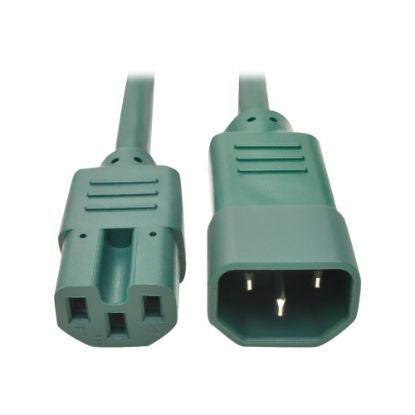 Picture of Eaton Tripp Lite Series Power Cord C14 to C15 - Heavy-Duty, 15A, 250V, 14 AWG, 3 ft. (0.91 m), Green - Power cable - IEC 60320 C14 to IEC 60320 C15 - 250 V - 15 A - 3 ft - molded - green