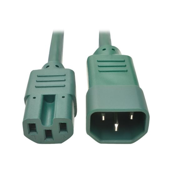 Picture of Eaton Tripp Lite Series Power Cord C14 to C15 - Heavy-Duty, 15A, 250V, 14 AWG, 3 ft. (0.91 m), Green - Power cable - IEC 60320 C14 to IEC 60320 C15 - 250 V - 15 A - 3 ft - molded - green