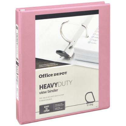 Picture of Office Depot Heavy-Duty View 3-Ring Binder, 1in D-Rings, Pink