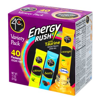 Picture of 4C Energy Rush Sugar Free Drink Mix Variety Pack, 11 Oz, Case Of 40 Packets