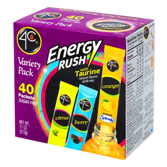 Picture of 4C Energy Rush Sugar Free Drink Mix Variety Pack, 11 Oz, Case Of 40 Packets