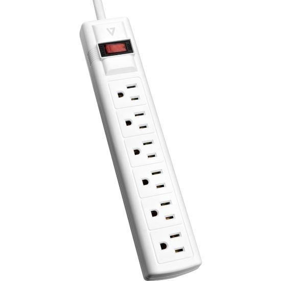 Picture of V7 6-Outlet Surge Protector, 8 ft cord, 900 Joules - White - 6 - 900 J - 8 ft