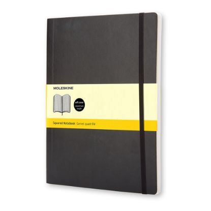 Picture of Moleskine Classic Soft Cover Notebook, 7-1/2in x 10in, Squared, 192 Pages, Black