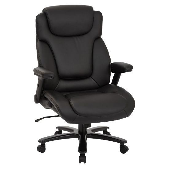 Picture of Office Star Pro-Line II Big & Tall Bonded Leather High-Back Chair With Arms, Black