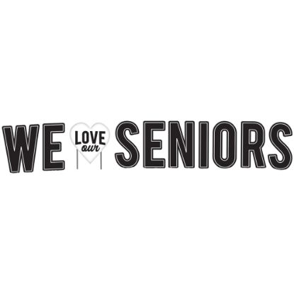 Picture of Amscan We Love Our Seniors Graduation Yard Sign, 14in x 14in, Black