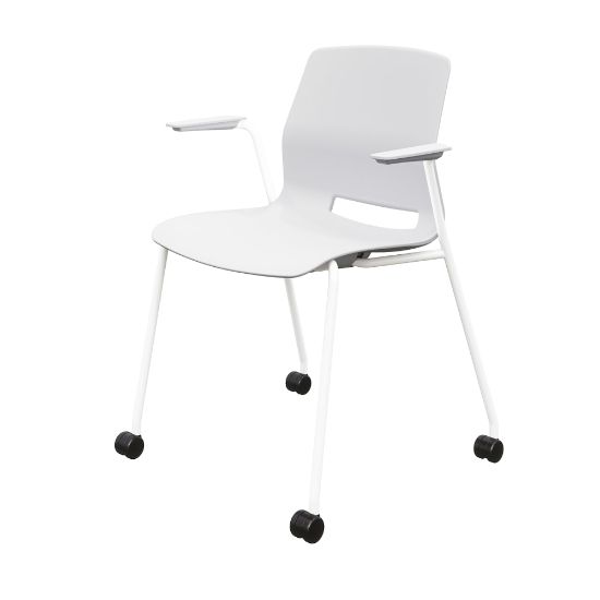 Picture of KFI Studios Imme Stack Chair With Arms And Caster Base, White