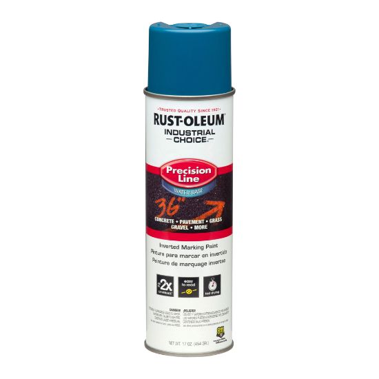 Picture of Rust-Oleum Industrial Choice M1800 System Water-Based Precision Line Inverted Marking Paint, 17 Oz, APWA Caution Blue, Pack Of 12 Cans