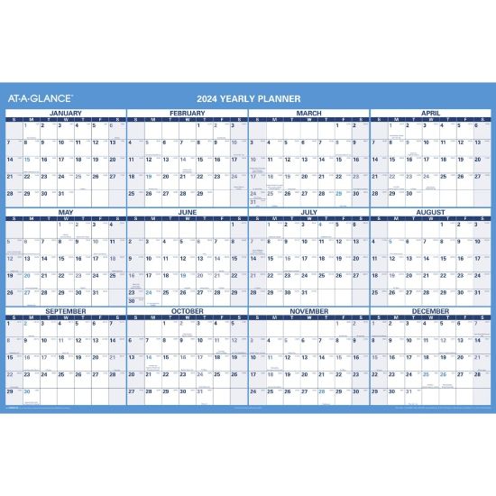 Picture of 2023-2024 AT-A-GLANCE Reversible/Erasable Horizontal Academic/Regular Year Wall Calendar, 48in x 32in, January to December 2024/July 2023 to June 2024, PM326S28