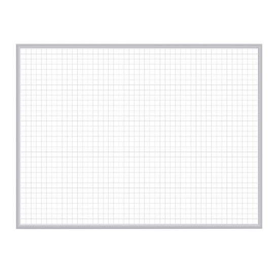 Picture of Ghent Grid 1in x 1in Magnetic Dry-Erase Whiteboard, 48 1/2in x 96 1/2in, Satin, Aluminum Frame With Silver Finish