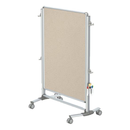 Picture of Ghent Nexus Jr Partition Double-Sided Mobile Magentic Fabric/Non-Magnetic Dry-Erase/Bulletin Board, 34 1/4in x 46 1/4in, Beige Board/Silver Aluminum Frame