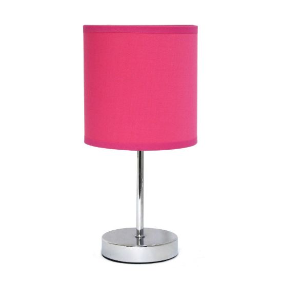 Picture of Simple Designs Mini Basic Table Lamp with Fabric Shade, 11inH, Hot Pink/Chrome