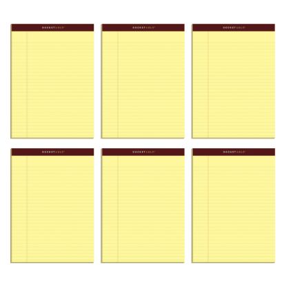 Picture of TOPS Docket Gold Premium Writing Pads, 8 1/2in x 11 3/4in, Legal Ruled, 50 Sheets, Canary, Pack Of 6 Pads