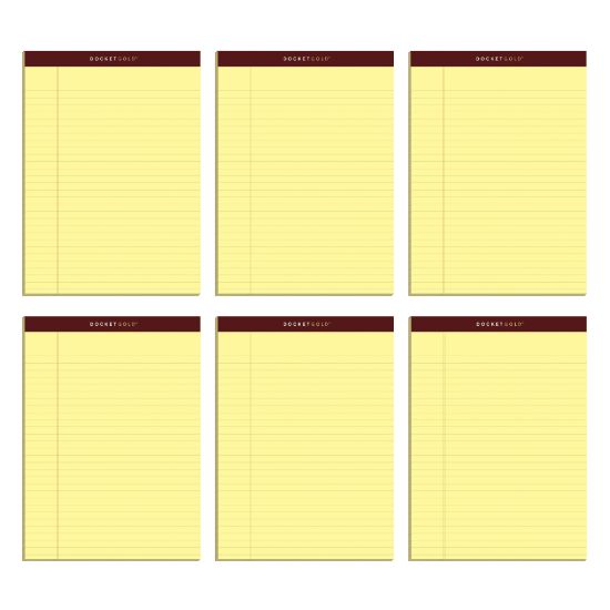 Picture of TOPS Docket Gold Premium Writing Pads, 8 1/2in x 11 3/4in, Legal Ruled, 50 Sheets, Canary, Pack Of 6 Pads