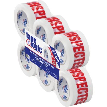 Picture of Tape Logic Pre-Printed Carton Sealing Tape, "Inspected", 3in x 110 Yd., Red/White, Case Of 6 Rolls