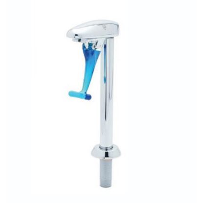 Picture of T&S Brass Deck-Mount Pedestal Glass Filler, 8in, Stainless/Dark Blue