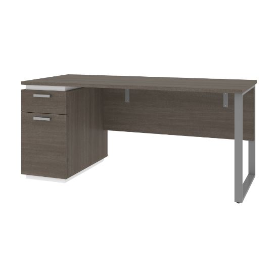 Picture of Bestar Aquarius 66inW Computer Desk With Single Pedestal, Bark Gray/White