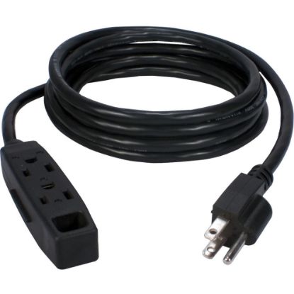 Picture of QVS 3-Pack 3-Outlet 3-Prong 6ft Power Extension Cord - For Computer - 120 V AC / 13 A - Black - 6 ft Cord Length - NEMA 5-15P / NEMA 5-15R - 3