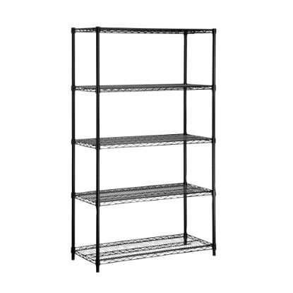 Picture of Honey-can-do SHF-01440 Industrial 5-Tier Adjustable Storage Shelving Unit, Black - 5 Tier(s) - 72in Height x 18in Width42in Length - Floor - Durable, Sturdy, Rust Resistant, Adjustable Shelf, Heavy Duty - Black - Steel