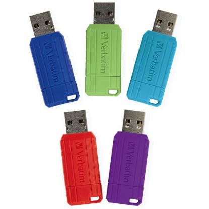 Picture of Verbatim 16GB PinStripe USB Flash Drive - 5pk - Assorted - 16GB - 5pk - Assorted