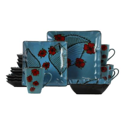 Picture of Elama 16-Piece Stoneware Dinnerware Set, Aloha Tide